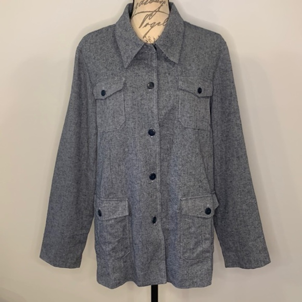 NEW Dialogue linen blend shacket fully lined L